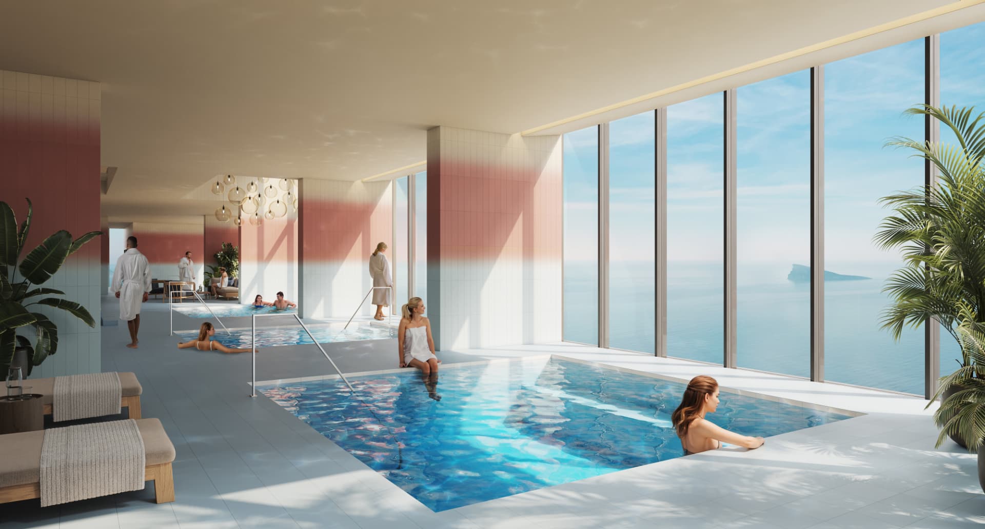 SPA panorámico de Poseidon Playas de Benidorm, con piscina interior y vistas al Mediterráneo